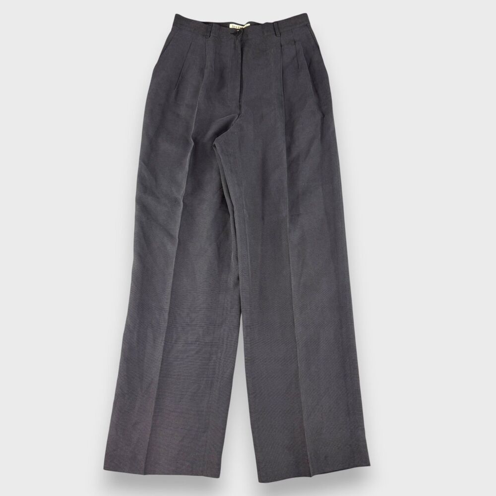 Vintage 90s Gray High Rise 100% Silk Trousers Dress Pants Preppy Quiet Luxury 6P
